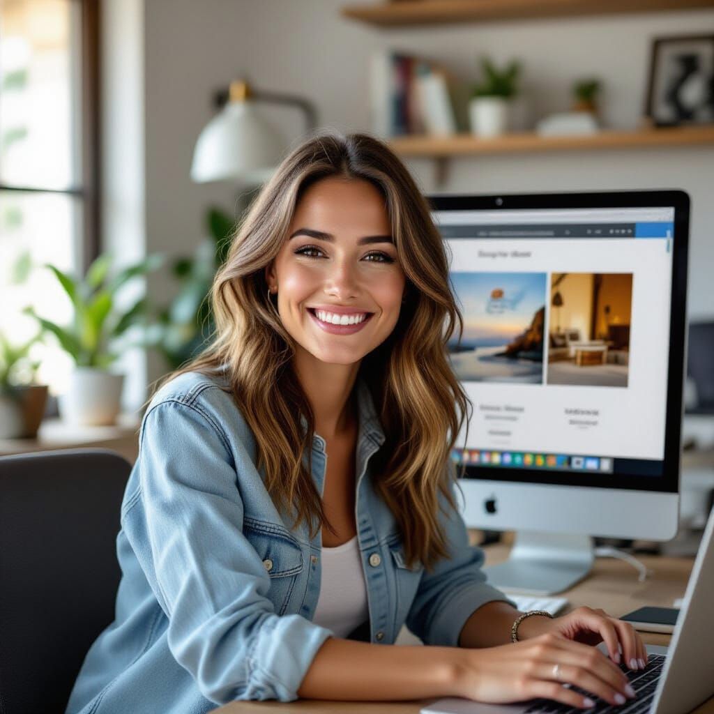 Woman Shopping Online in Realistic Photography Style
