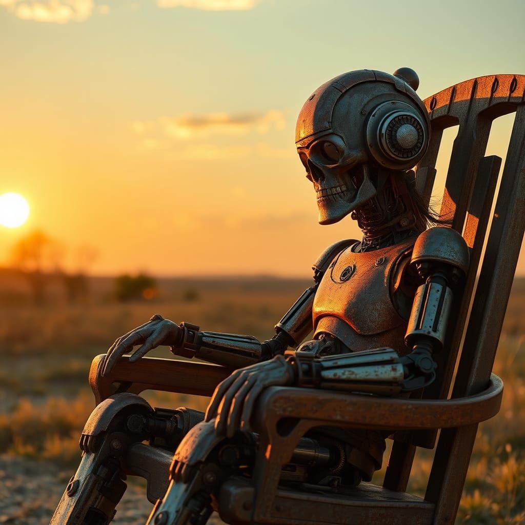 Rusty Cyborg Contemplates Future with Niece