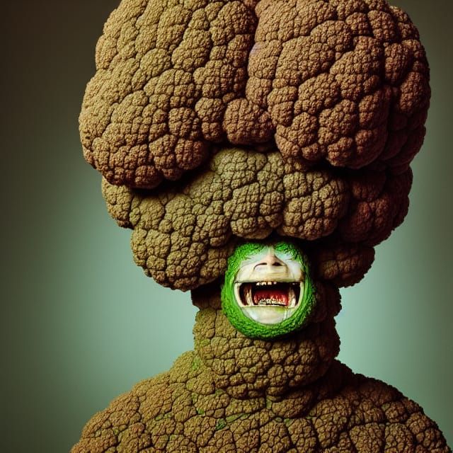 Hyperrealistic Mandelbroccoli Man Portrait in 3D