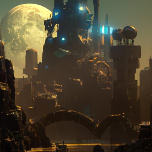 Futuristic City on the Moon: Digital Concept Art