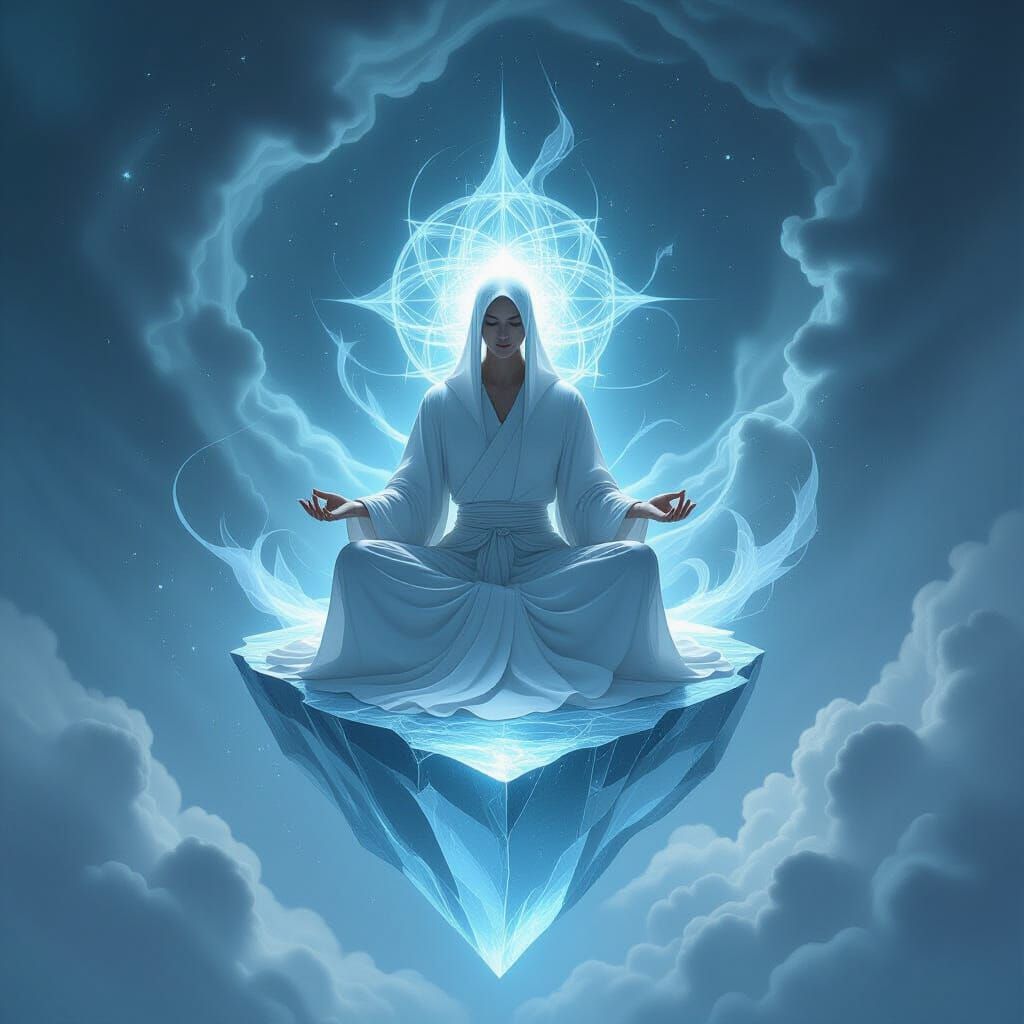 Meditating Figure in Cosmic Storm