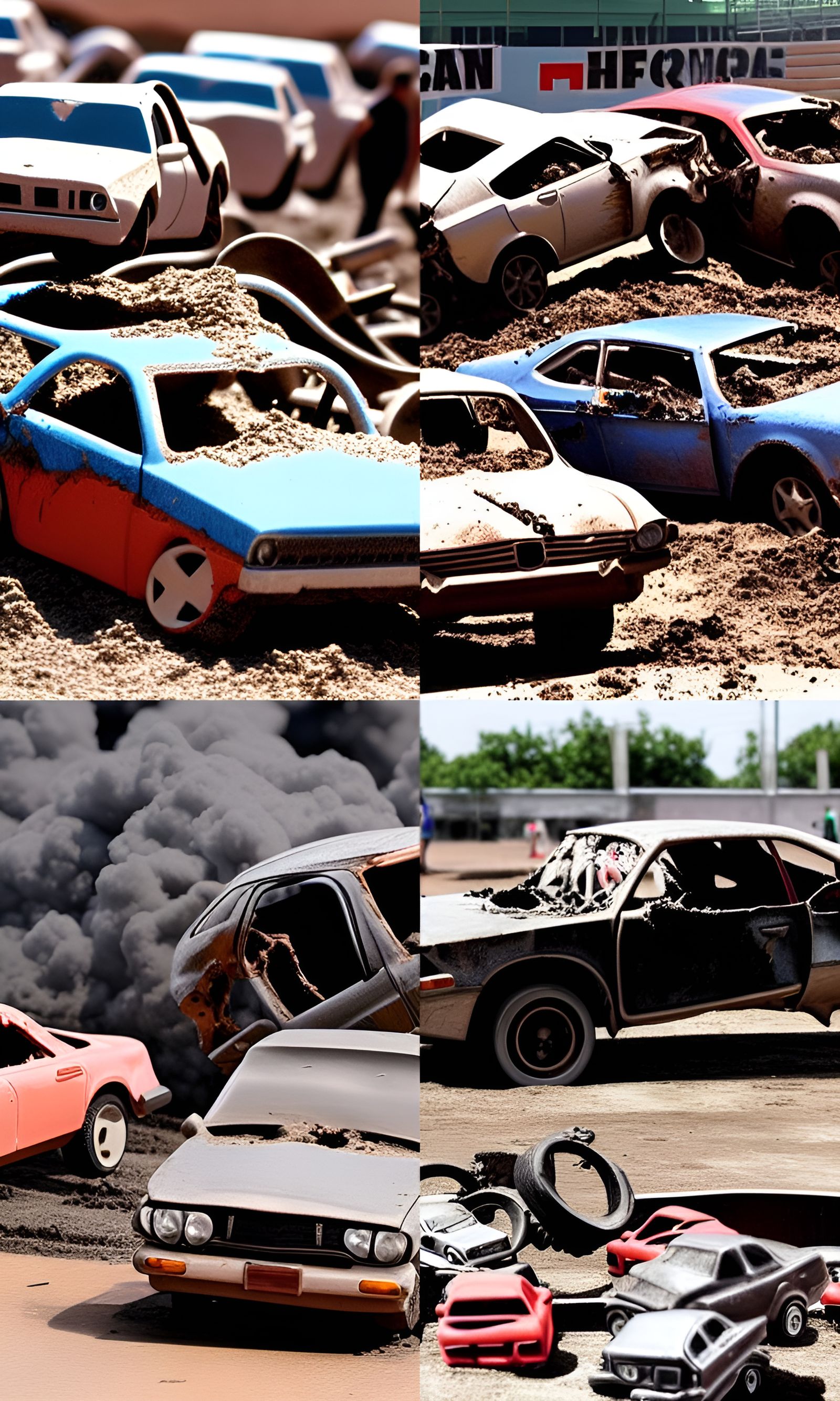A car demolition derby in the pit of Hell