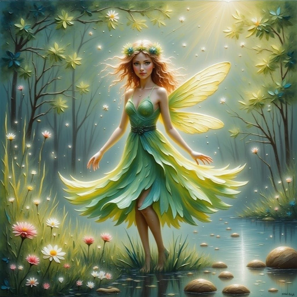 Pearlescent Fairy Dances on a Frozen Pond
