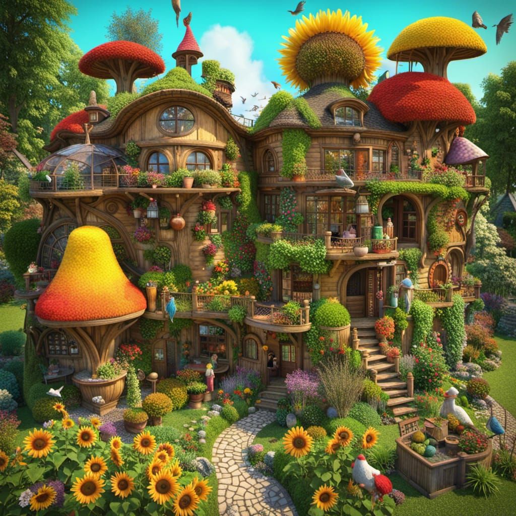 Enchanting Gnome Home Permaculture Masterpiece in 3D