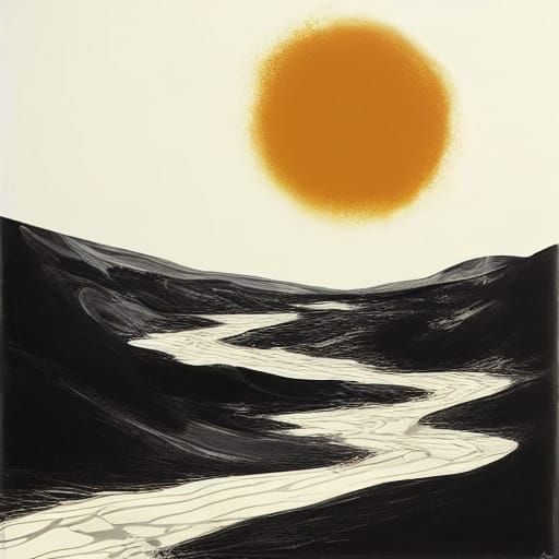 Hyper-Realistic Desert Ocean Masterpiece in Ink Art Style