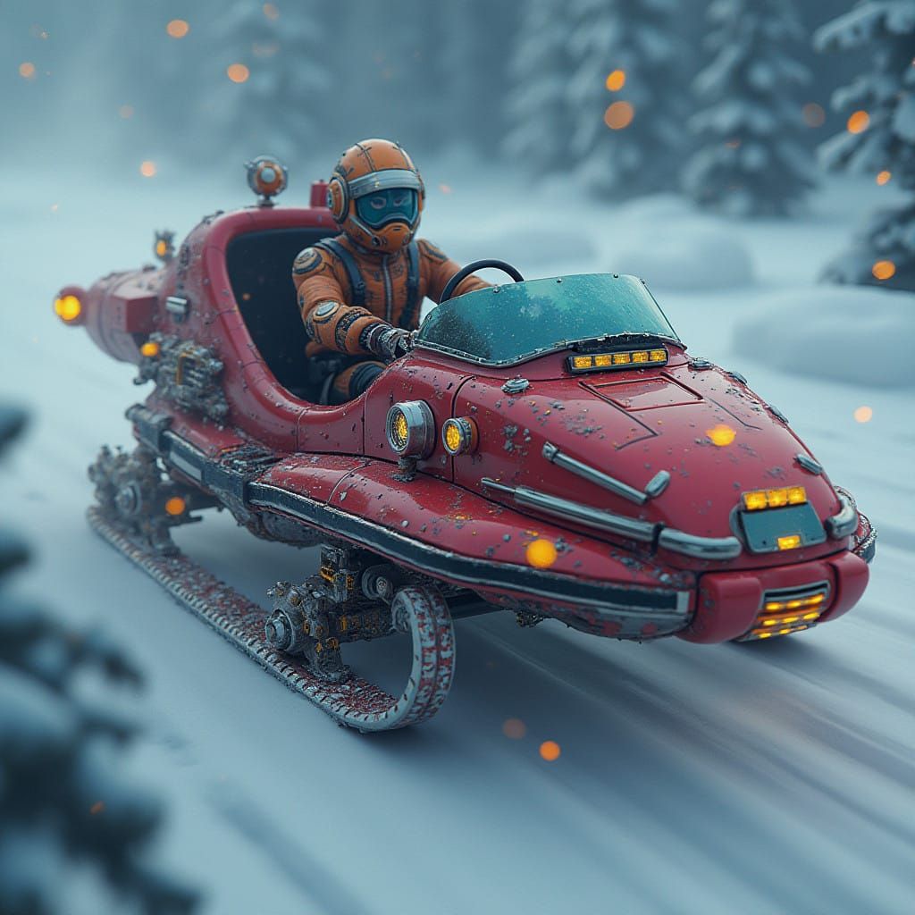 Cyberpunk Extravagant Spaceship Sleighs Through the Galaxy