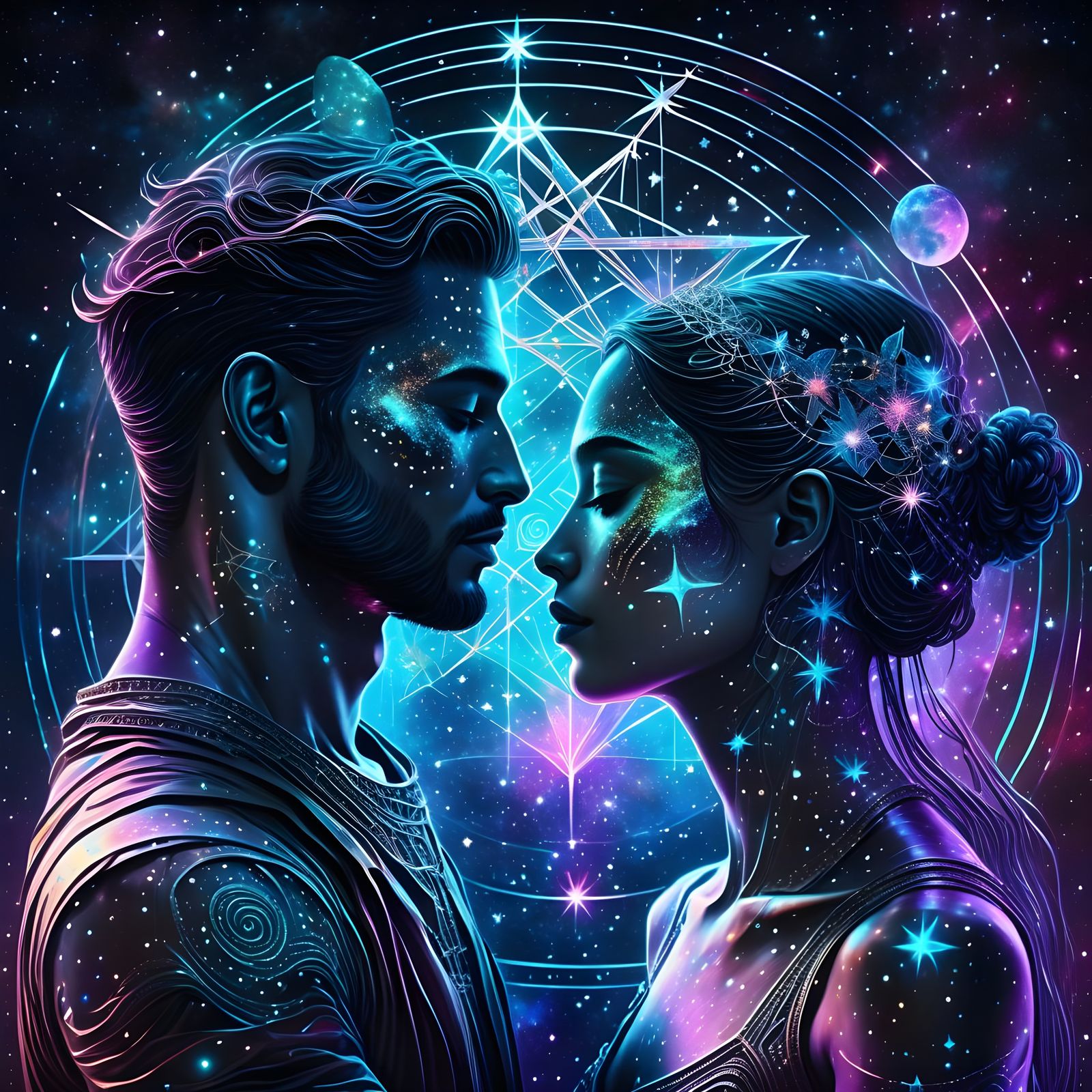 Cosmic Star-Crossed Lovers in Holographic Illustration