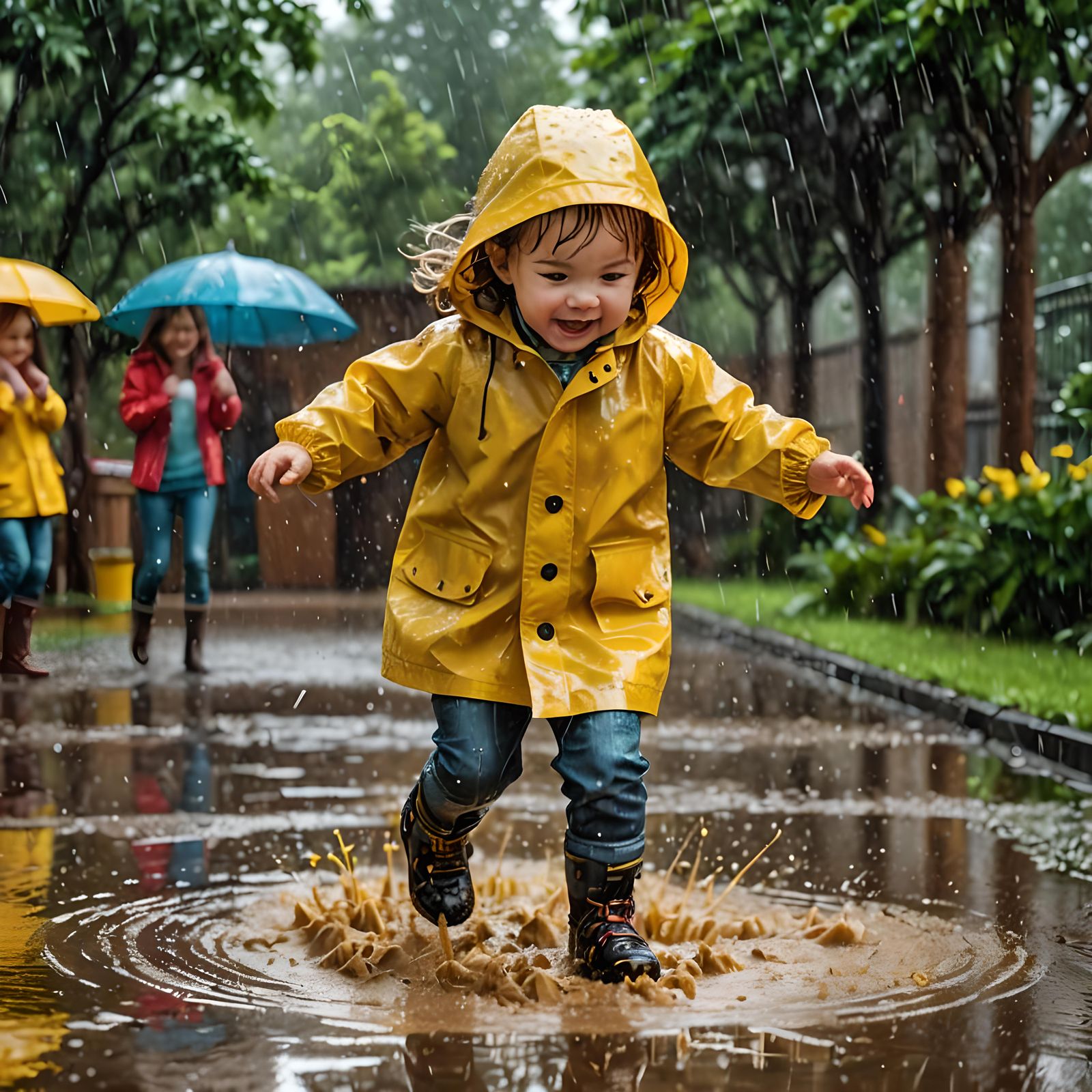 A Happy Baby Girl in a Rainy Day!
