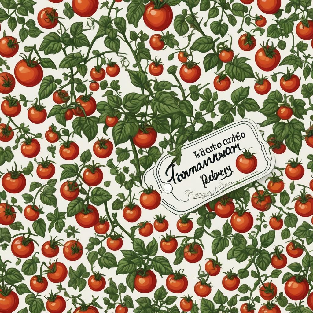 a cutesy tomato garden label tag, on a white background
