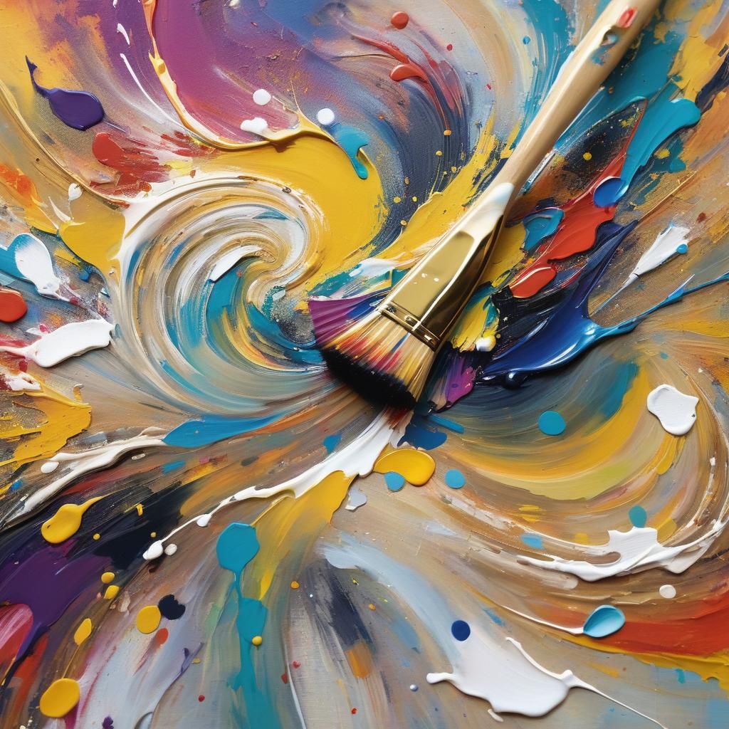 Abstract Expressionism Close-Up of Action Painting