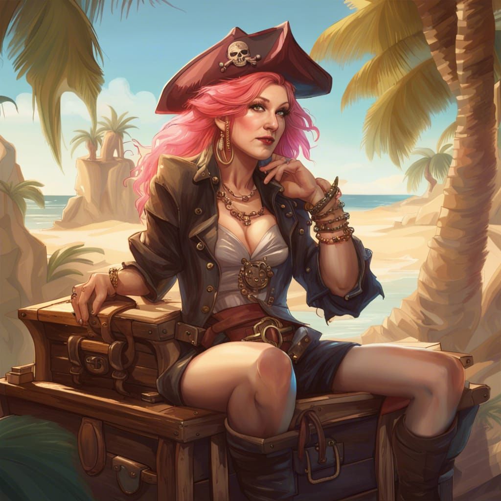 Cyndi Lauper as Pirate Queen, Art Nouveau Portrait