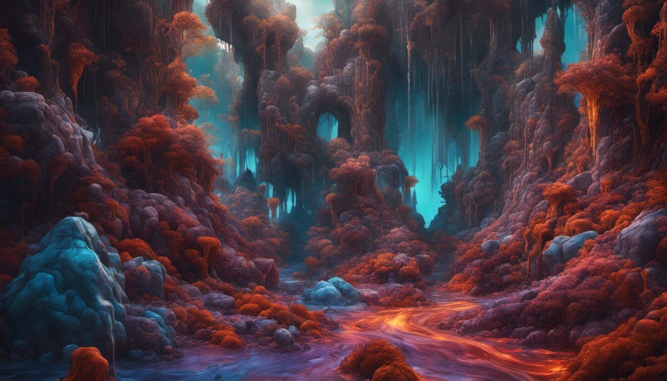 Intricate Colour Drip Art in Unreal Engine Style