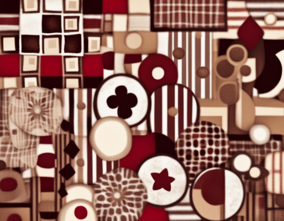 Abstract Collage of Squares, Spots and Stripes
