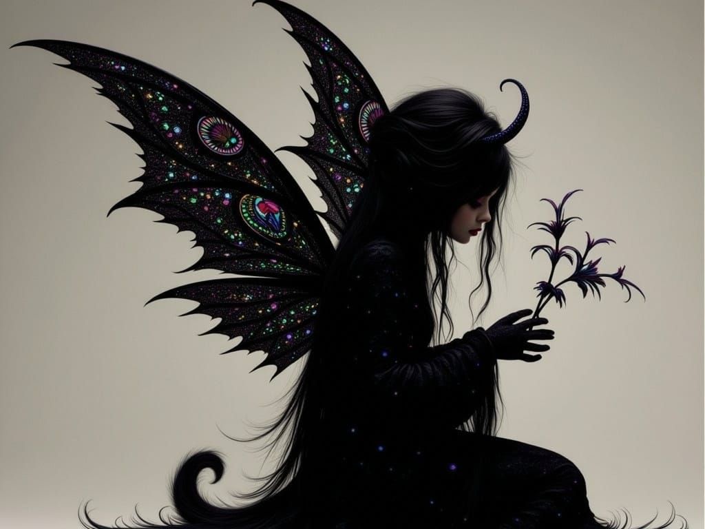 Ethereal Victorian Goth Pixie in Dark Celestial Hues