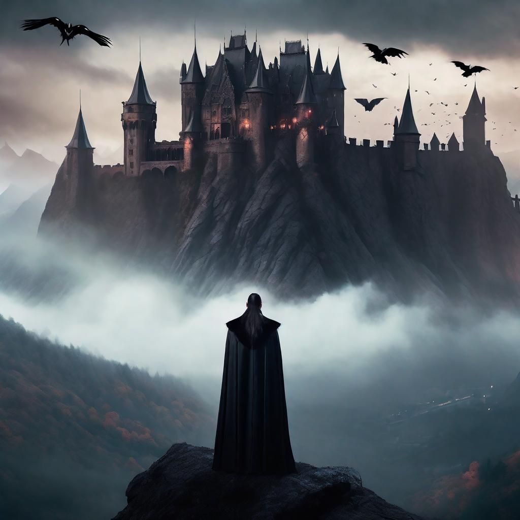 Epic Vampire Castle in Dark Fantasy Landscape