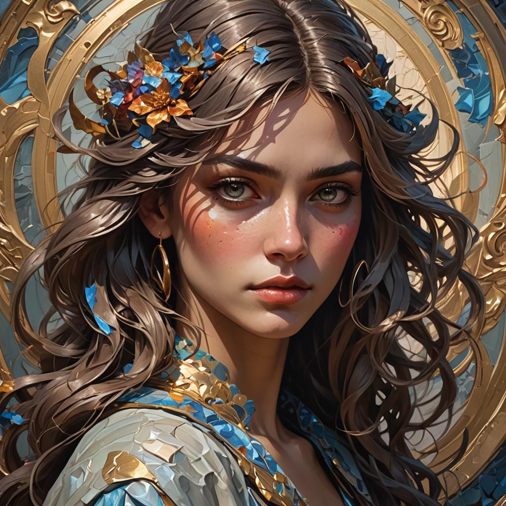 Noble Woman Portrait as Impasto Painting