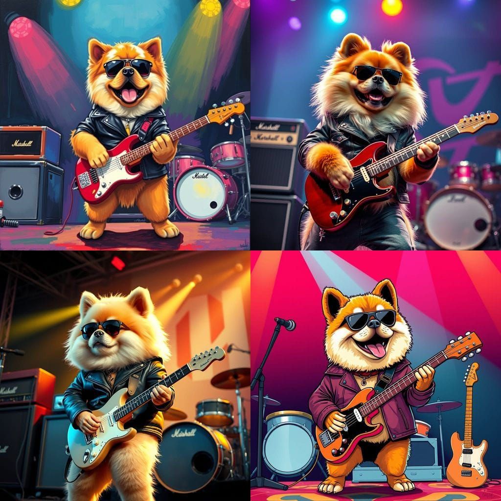 Chow Chow Dog in a Band