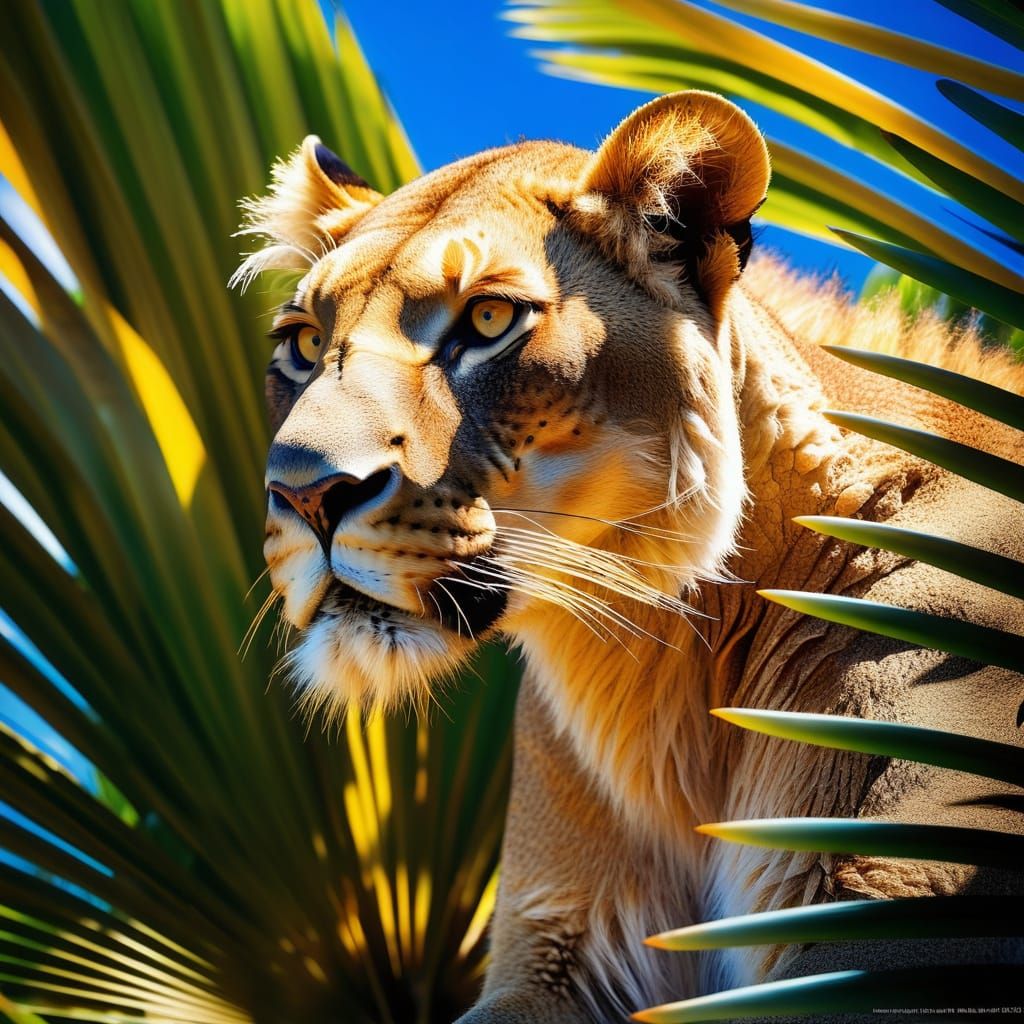 Majestic Lioness Hybrid Embodies Ancient Wisdom