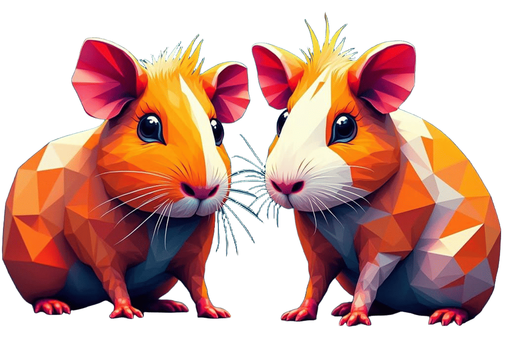Cubist Guinea Pigs in Geometric Fauvism Style