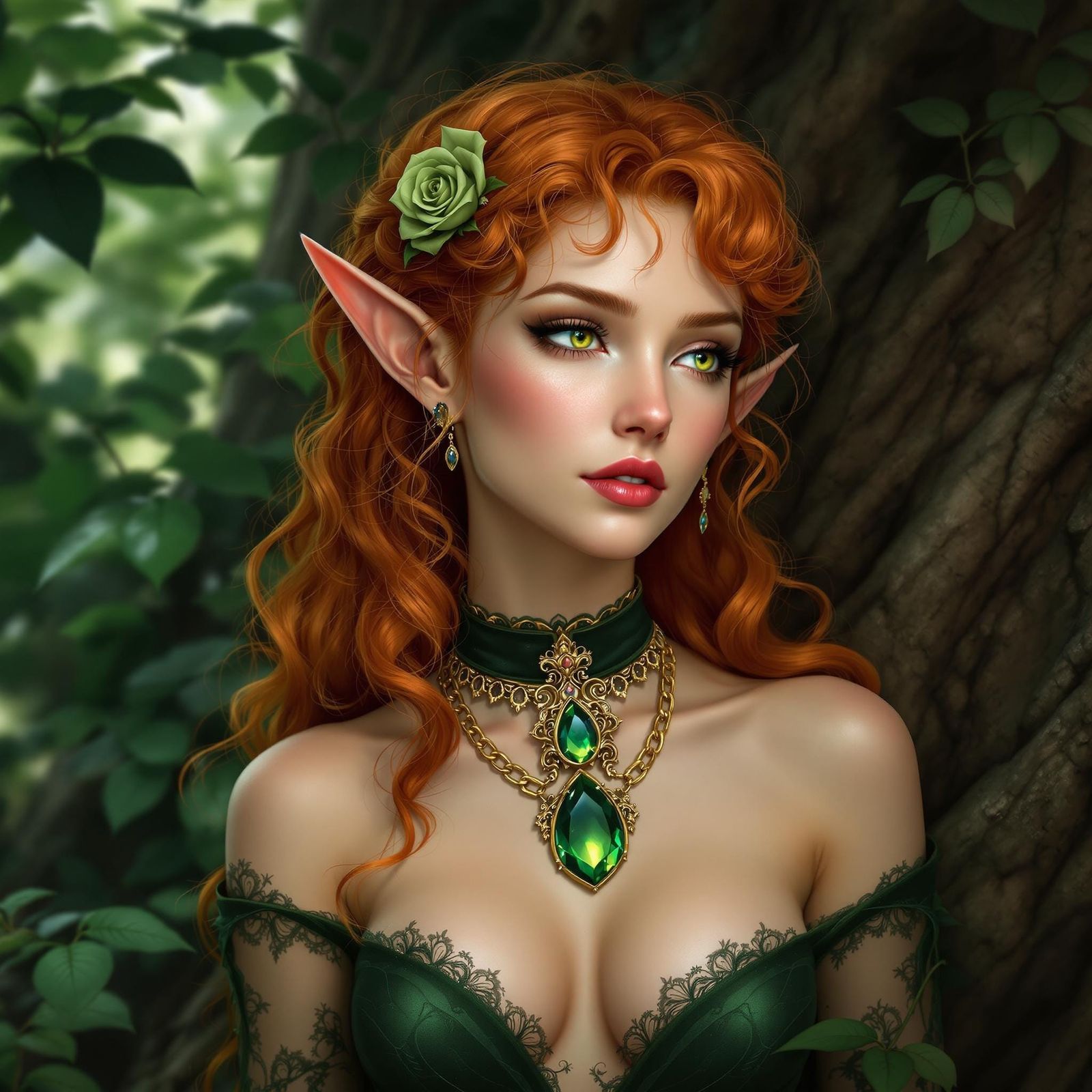 Ethereal Elf Maiden in Emerald Realm