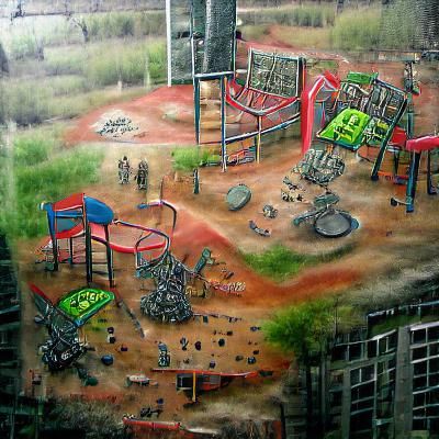 Post-Apocalyptic Playground: A Detailed Painting