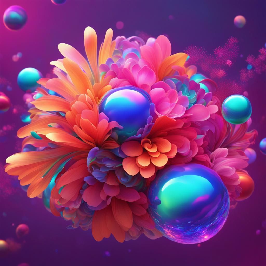 Vibrant Abstract Floral Fantasy in Digital Art