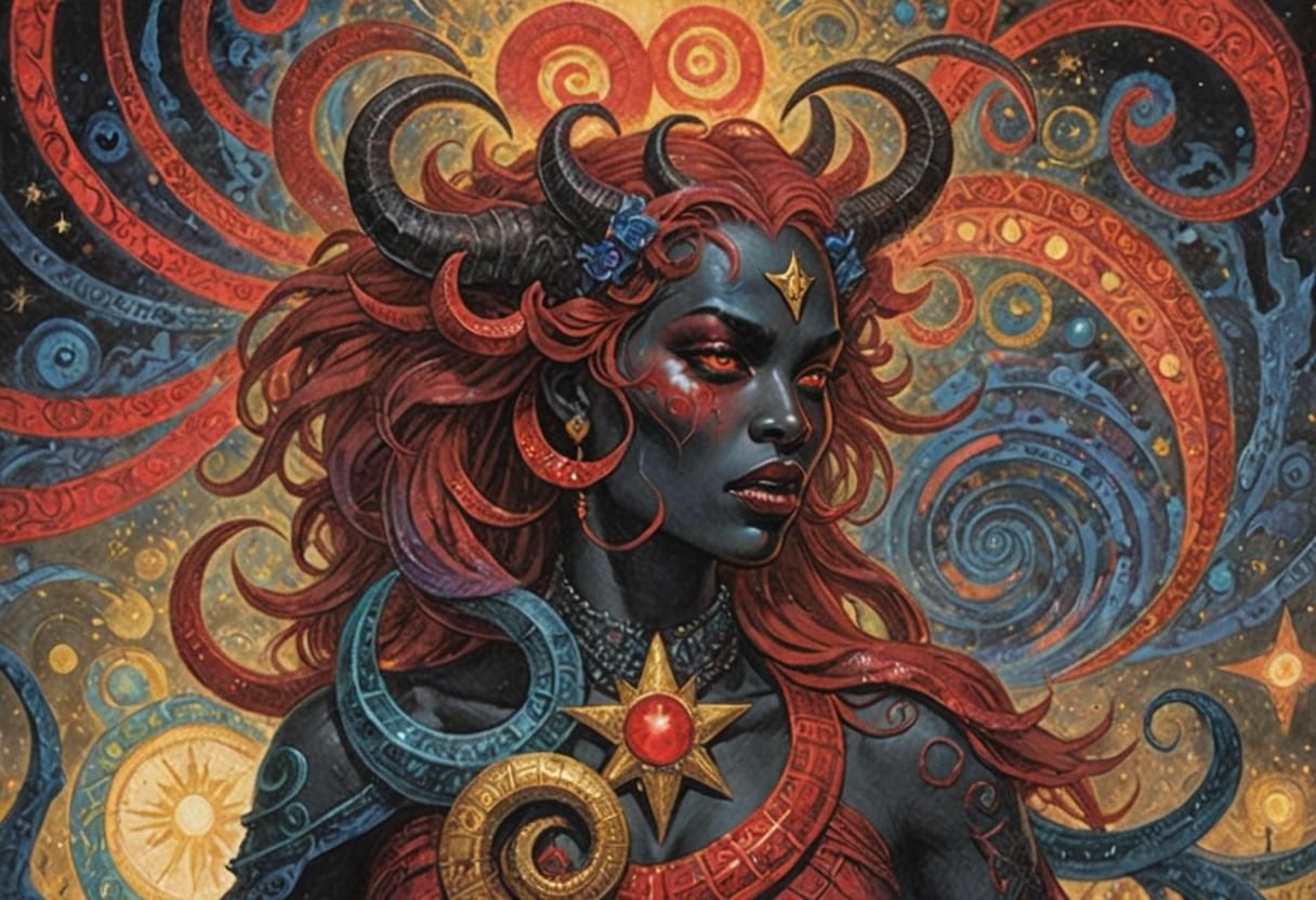 Demonic Lilith Portrait in a Gustave Doré Style