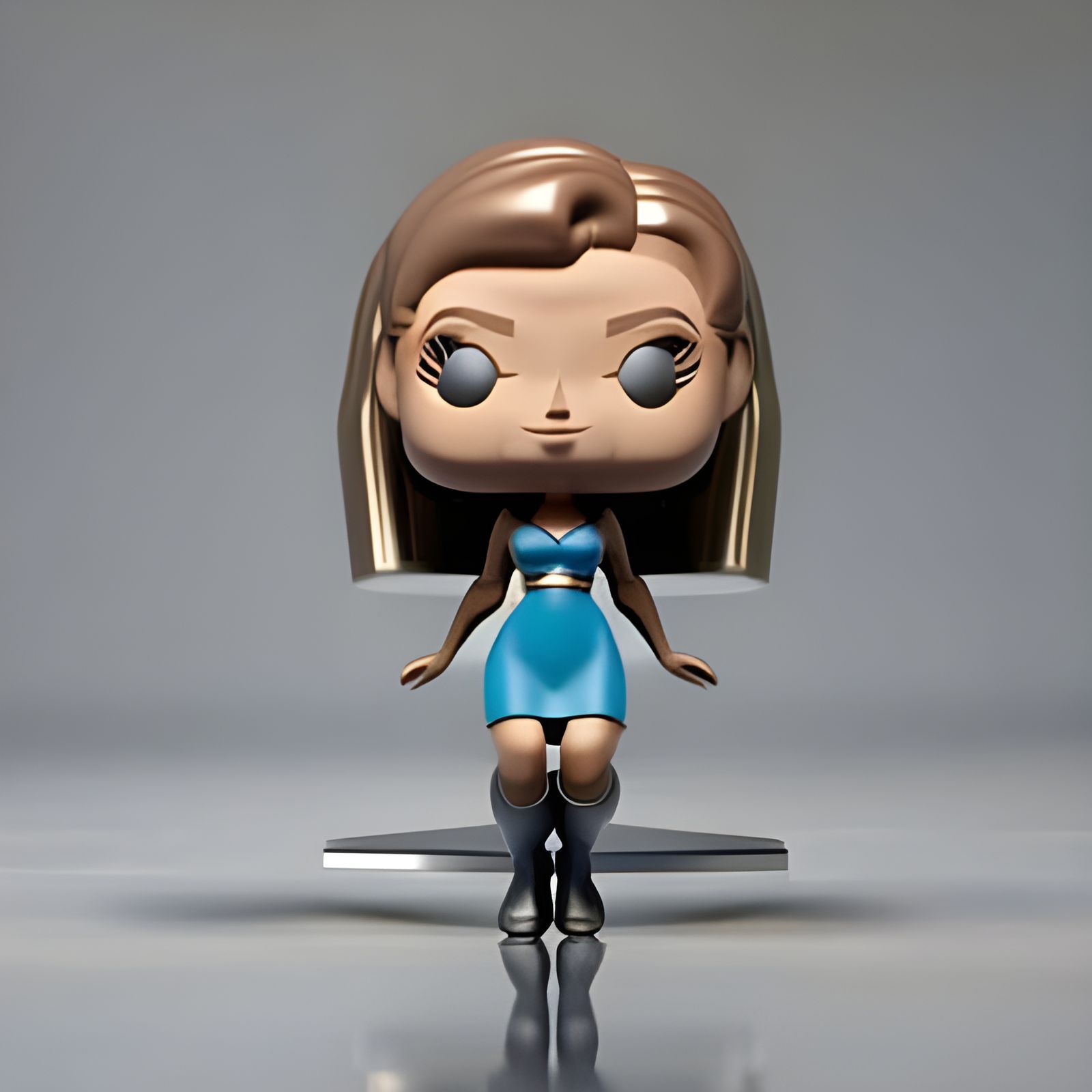 Funko Pop Woman 3D Render on Desk