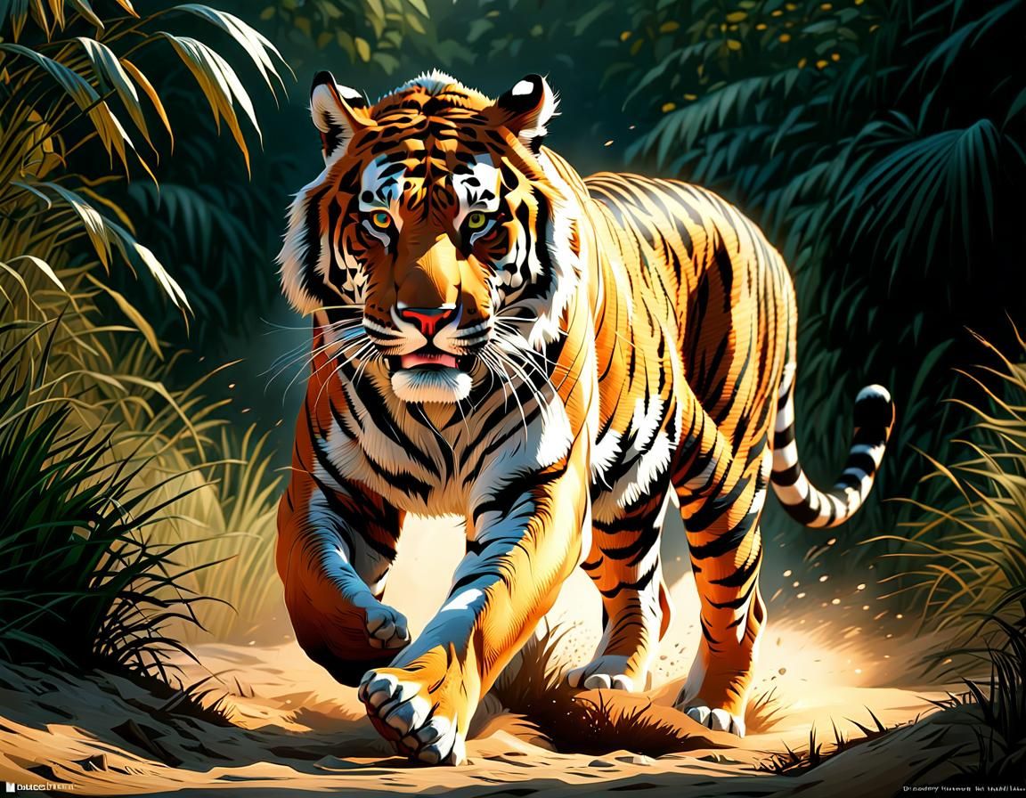 Bengal Tiger Hunting: Detailed 3D Rendering