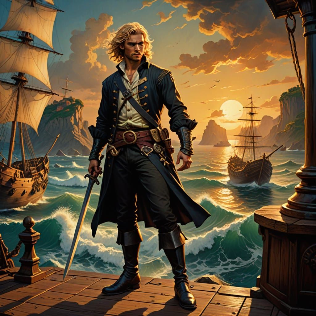 Baroque Pirate Hero in Golden Hour