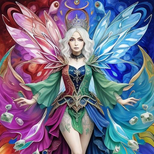 Miniature Fairy Queen Mab in Abstract Art