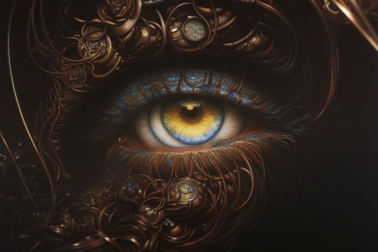 Surreal Inverted World Eye, Digital Illustration