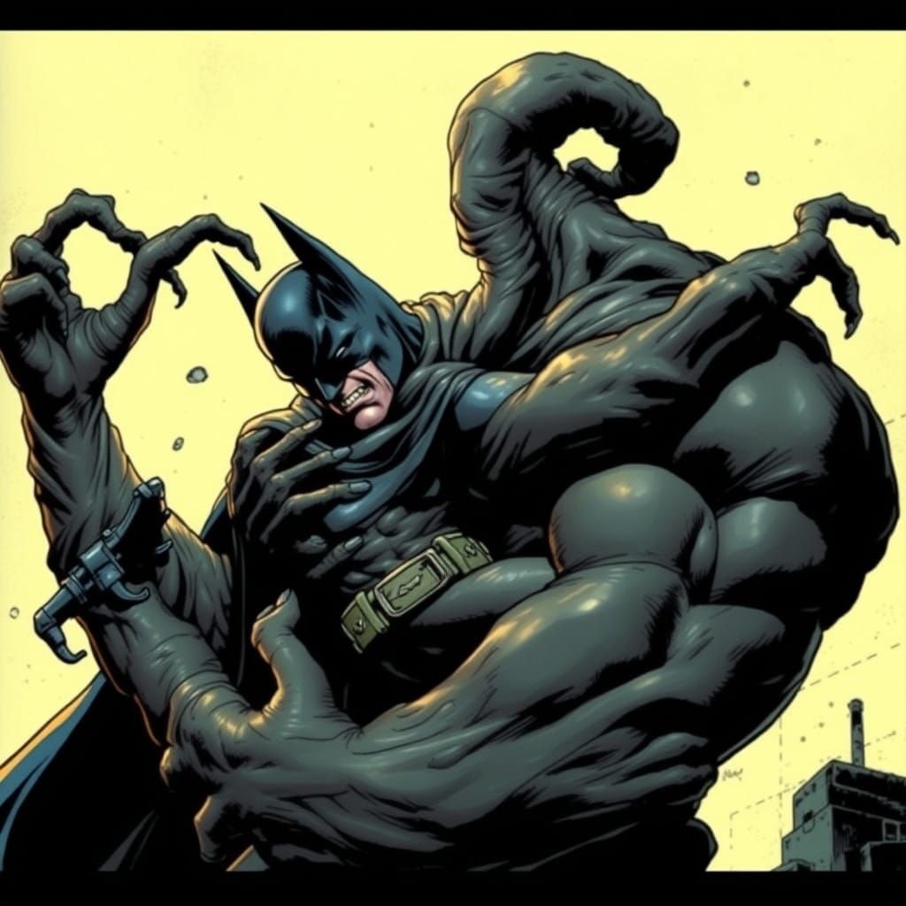 Batman Absorbed into Twisted Clay Mass