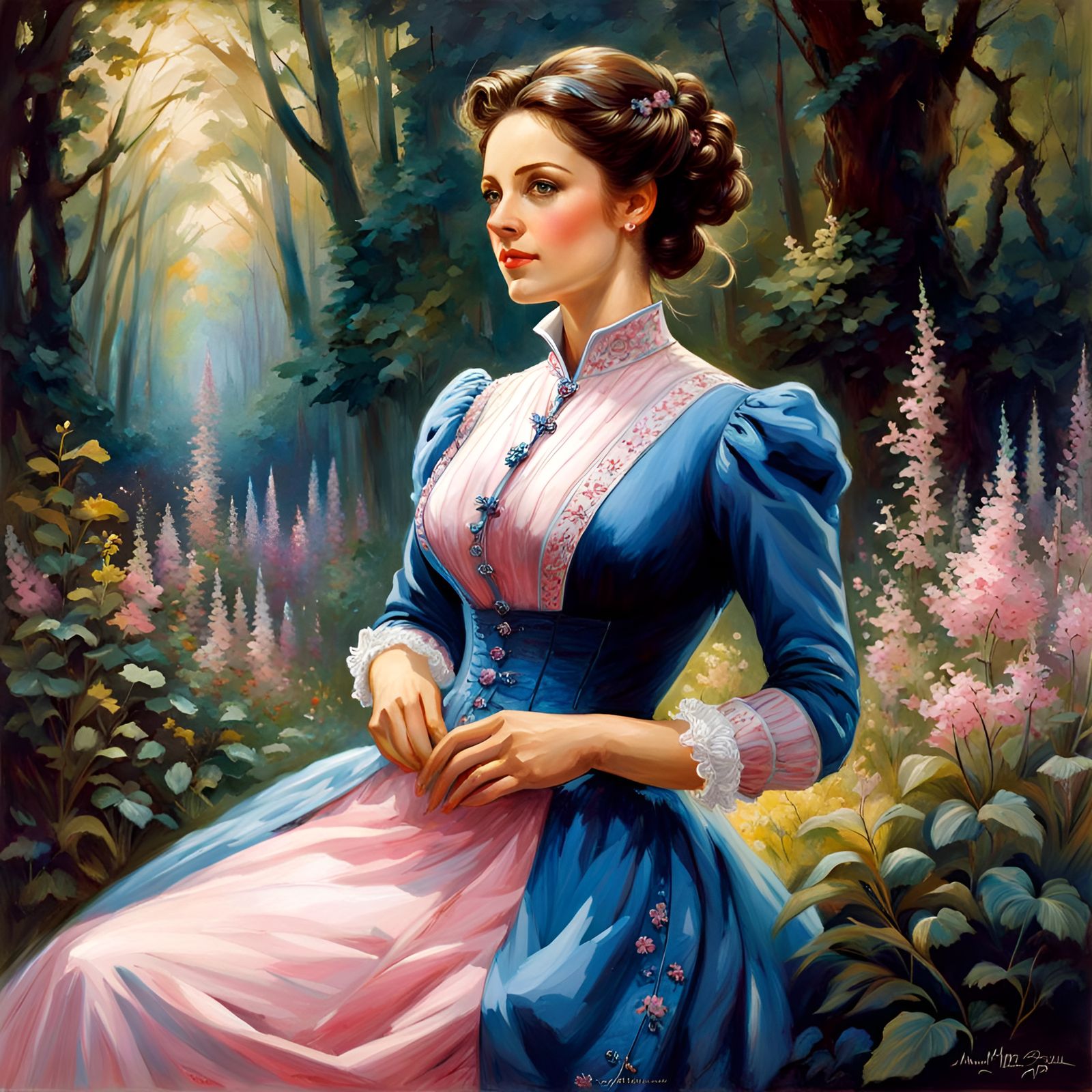 Victorian Woman in Mystic Garden Portrait