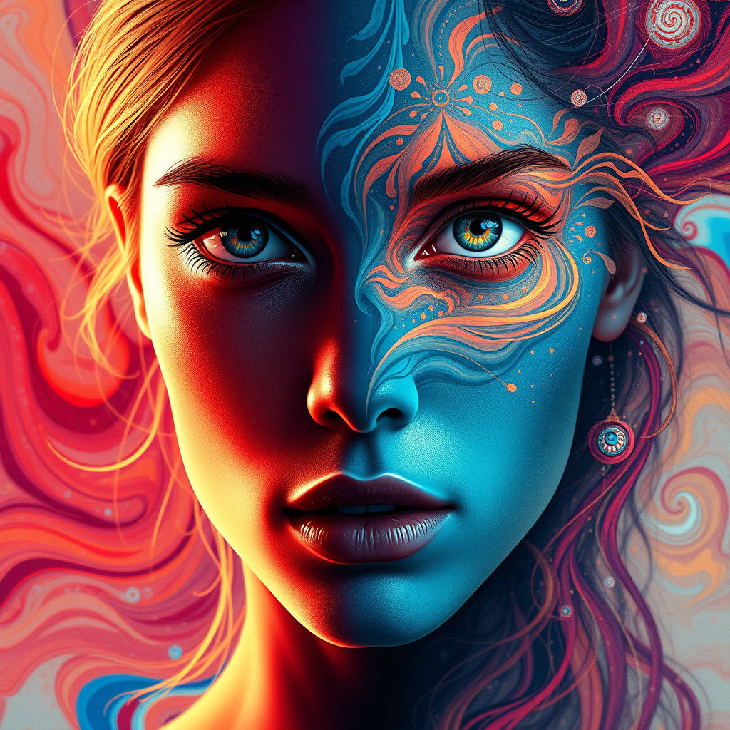 Mesmerizing Portrait in Hyperrealistic Splash Art Style