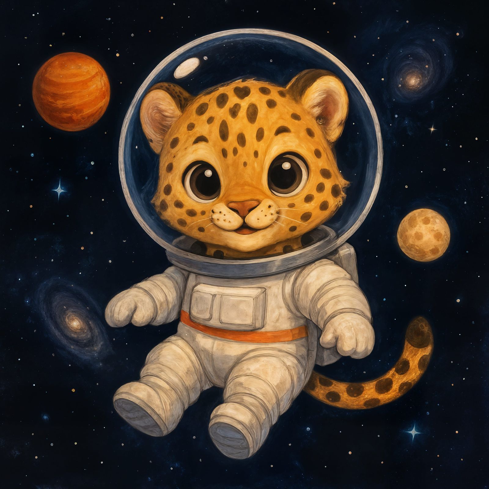 Adorable Leopard Astronaut in Outer Space