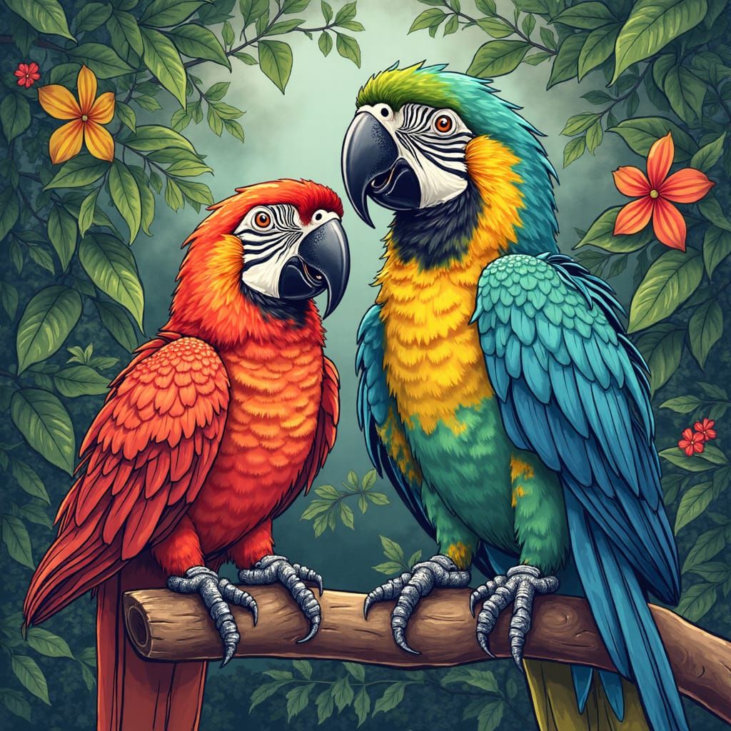 Vibrant Jungle Jubilee with Cheerful Lion