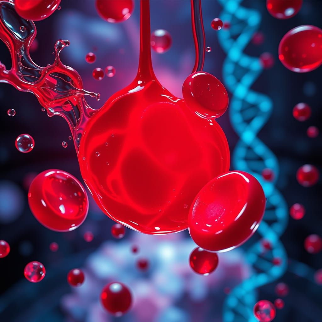 Futuristic Blood Cells and DNA Renewal in Cyberpunk Style