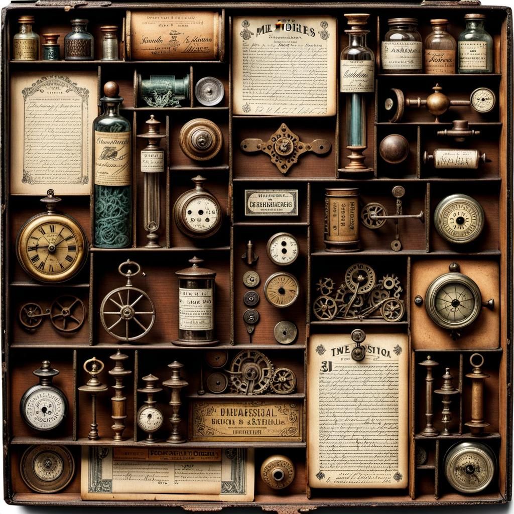 Steampunk Apothecary Collage with Vintage Elements