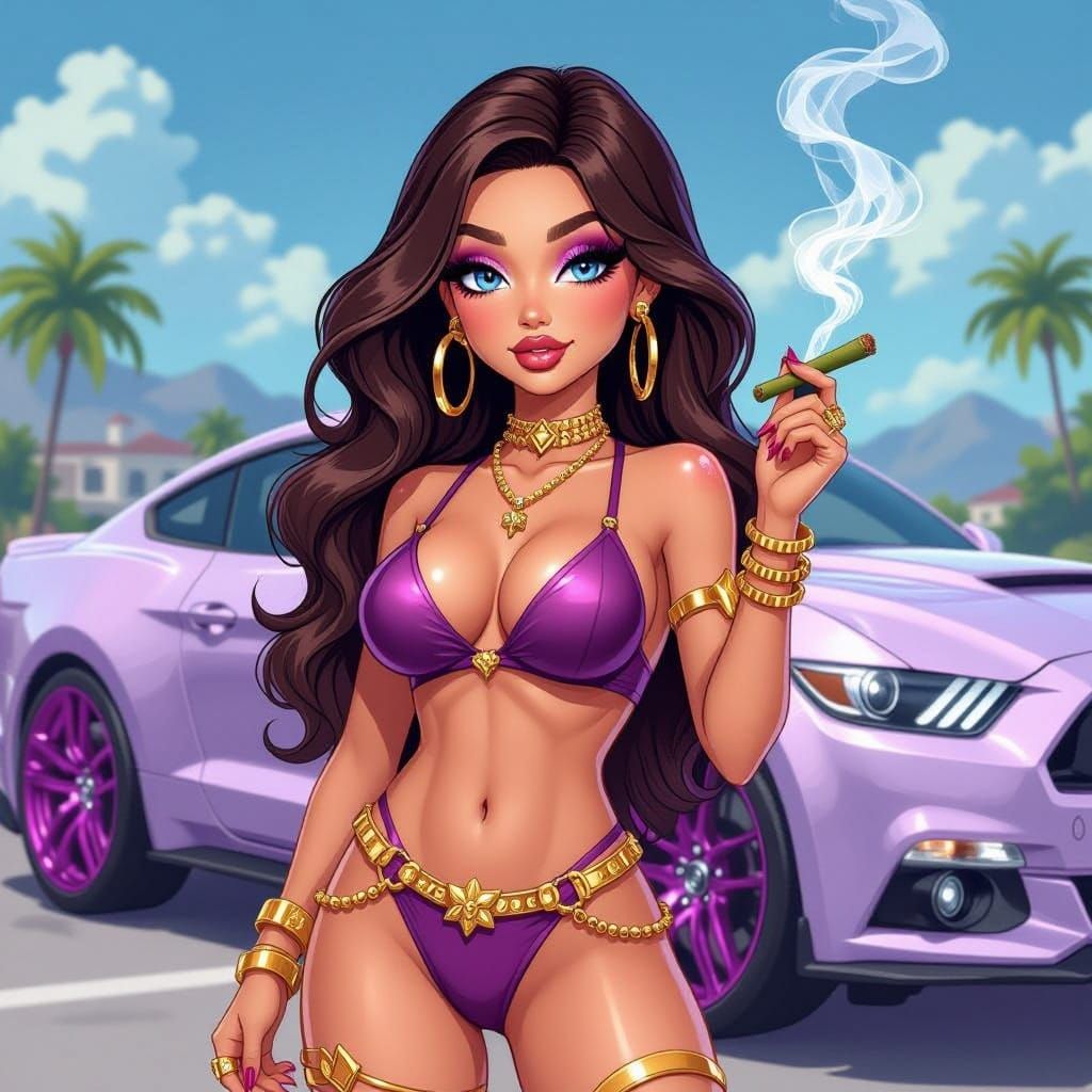 Confident Woman in Anime-Inspired 3D Art Style with Vibrant ...