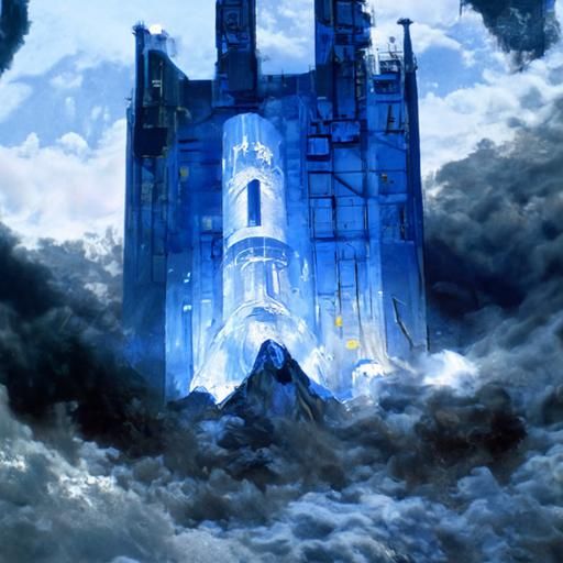 Gothic Tower Pierces Stormy Cosmic Sky