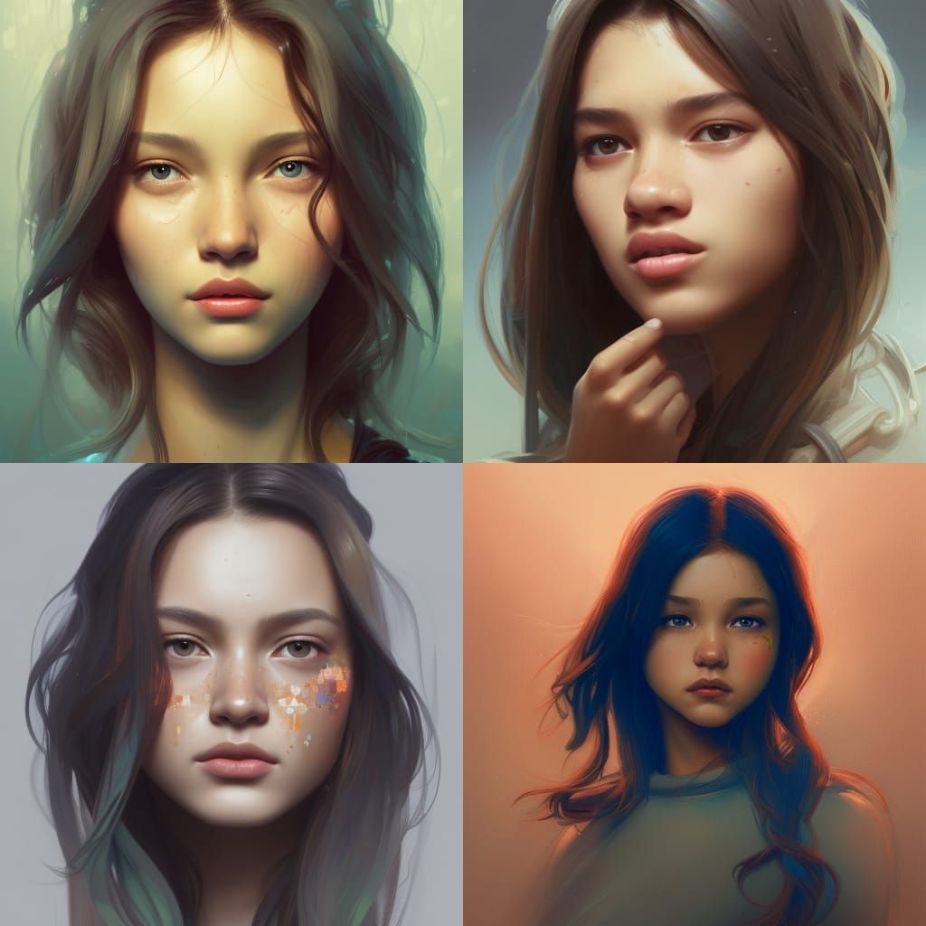 Jenna Ortega Portrait in Art Nouveau Style