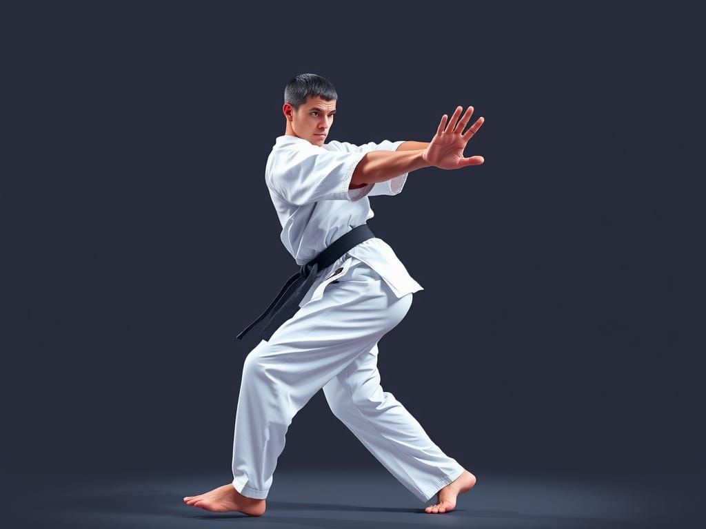 Dynamic Karate Practitioner in Low Poly Style