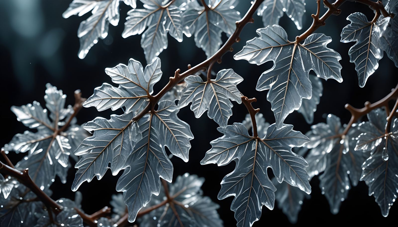 Crystal Grape Vine Sculpture in Hyperrealistic Detail