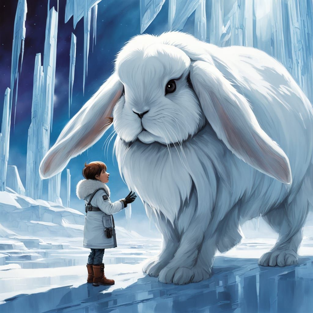 Child and Colossal Rabbit in Sci-Fi Concept Art