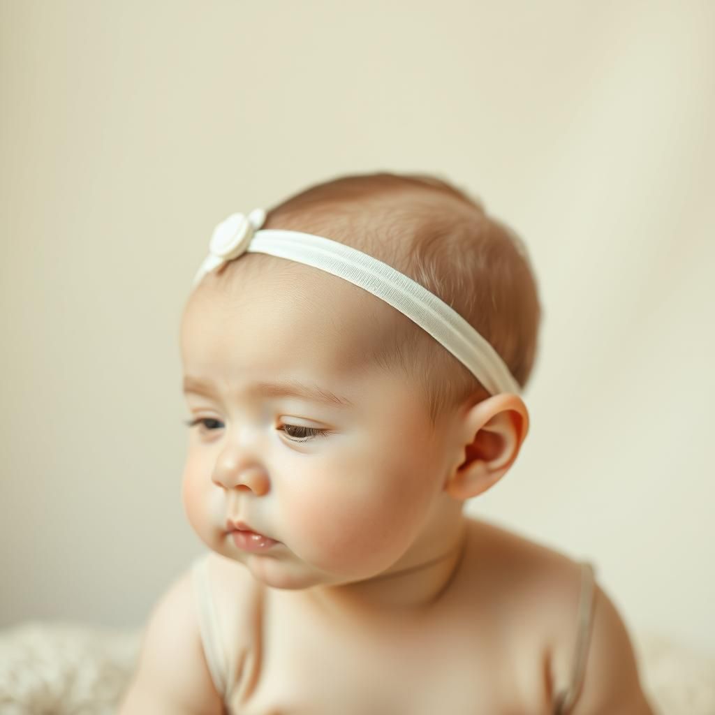 Delicate Baby Headband Portrait in Soft, Warm Lighting