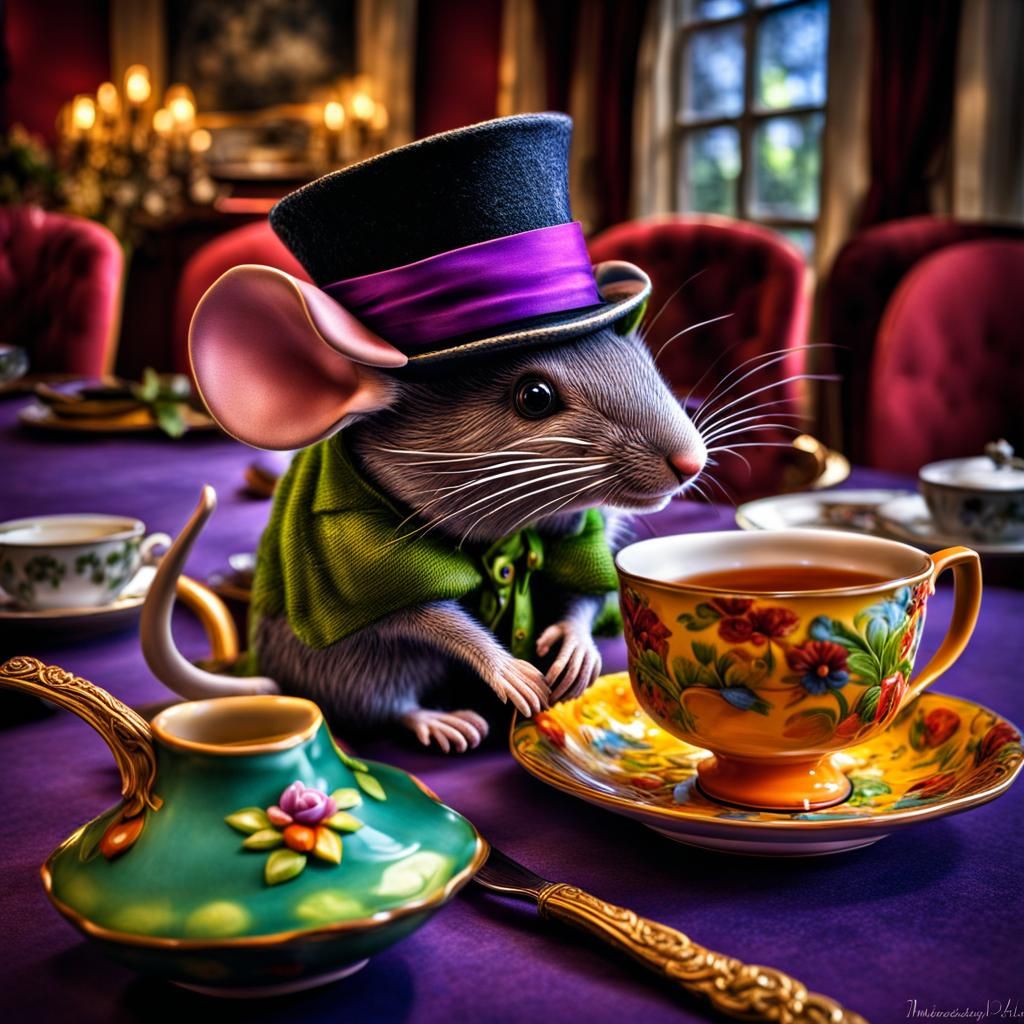 Mad Hatter's Tea Party in Gothic Fantasy Style