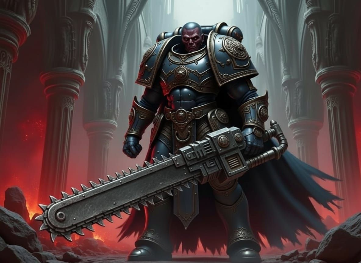 Warhammer 40K World Eater Kharn Defends Against Chaos Spawn