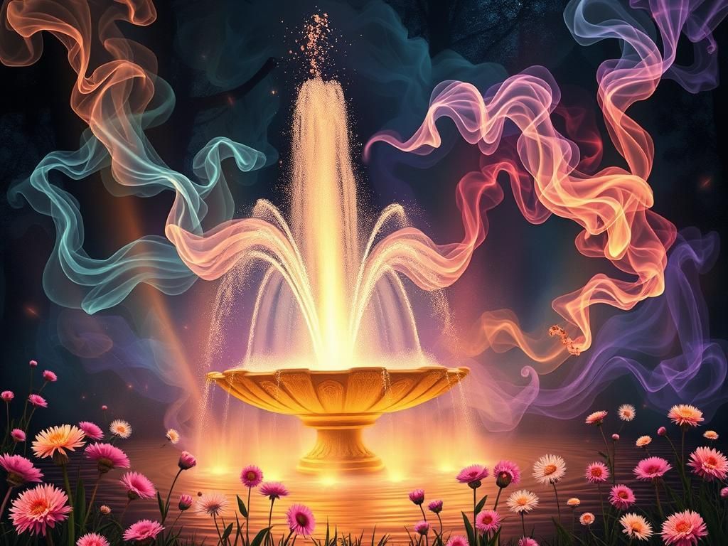 Whimsical Light Fountain in Naif Style