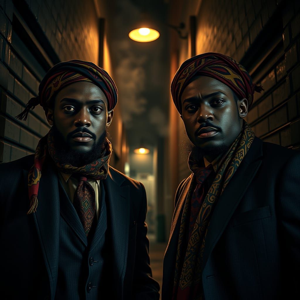 Resolute Hitmen in a Dark, Moody Alleyway